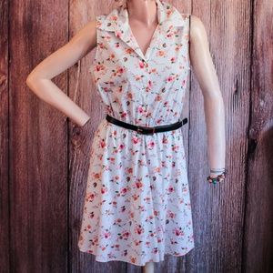 Bailey Blue Dress Belted Floral Medium